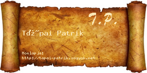 Tápai Patrik névjegykártya